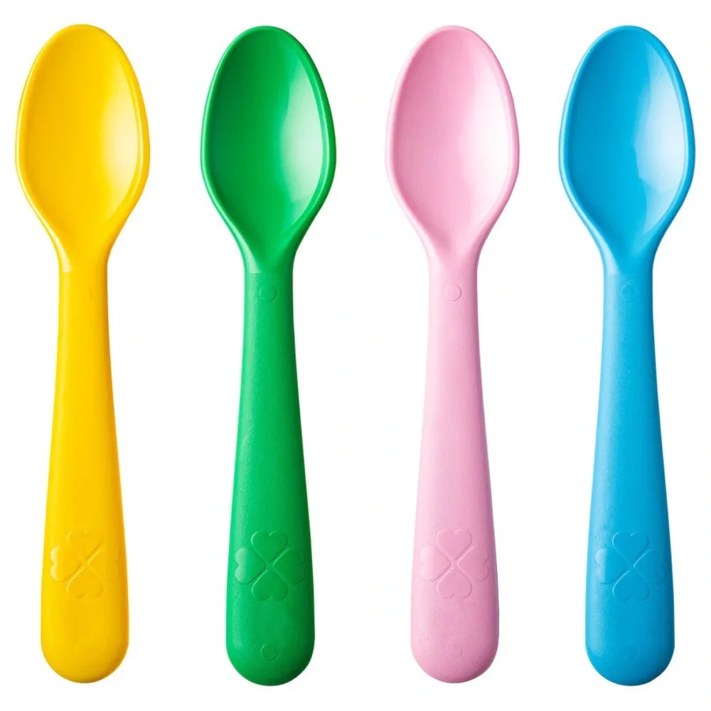 KALAS Mixed Color Plastic Spoon Set - Yellow, Green, Pink, Blue